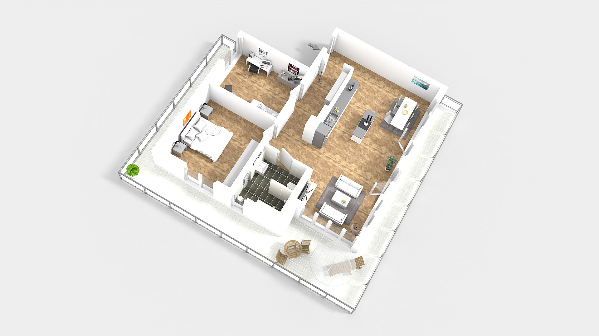 Grundriss einer 3,5-Zimmer-Wohnung