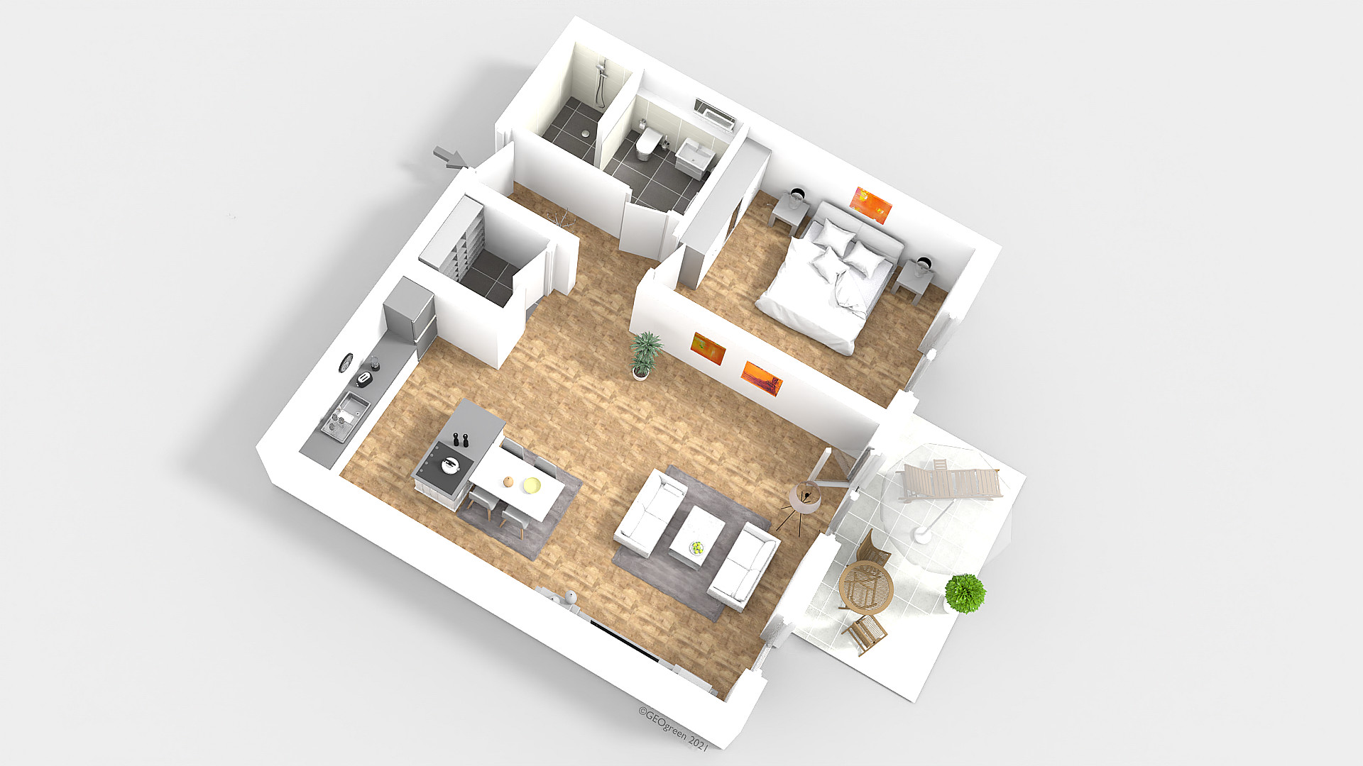 Grundriss einer 2,5-Zimmer-Wohnung
