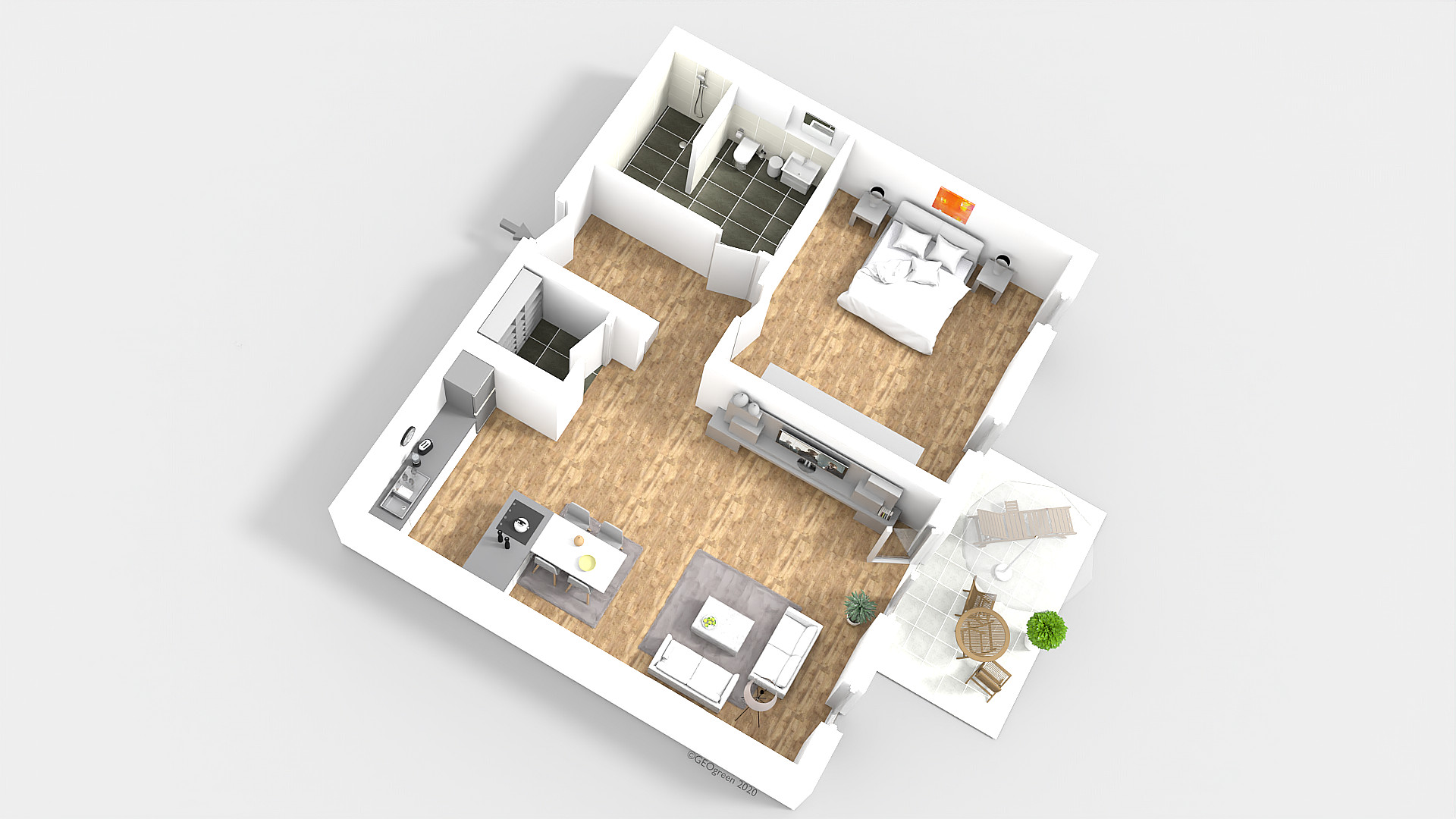 Grundriss einer 2,5-Zimmer-Wohnung
